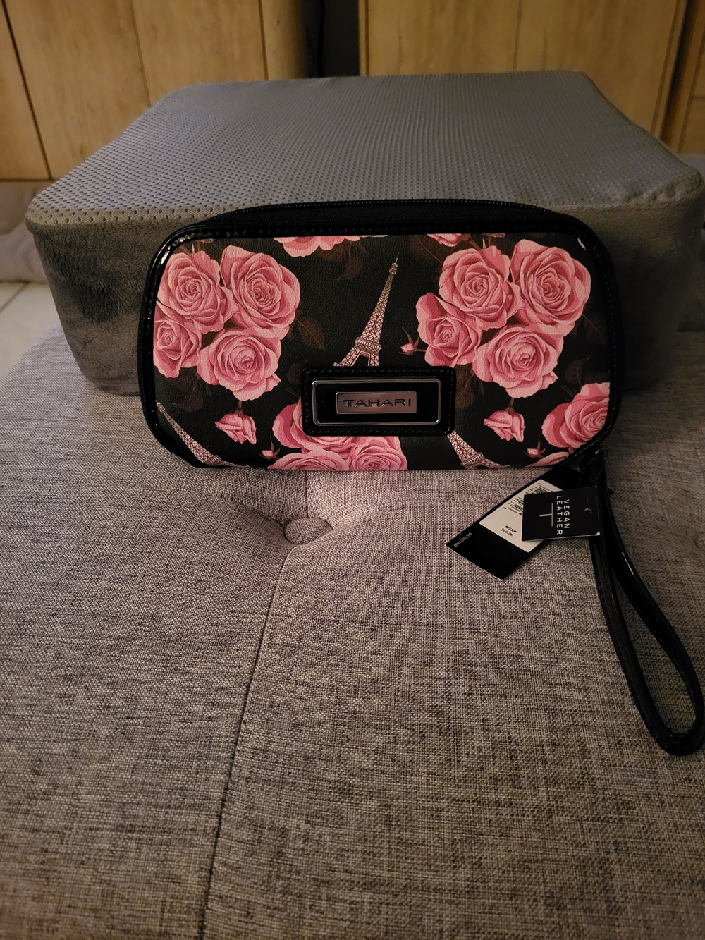 Tahari Pink Rose Wristlet Clutch NWT  8.25"w X 4.375" h
